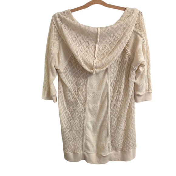 Anthropologie Meadow Rue Whispering Winds Cream Hooded Lightweight Sweater Top L - Picture 4 of 8